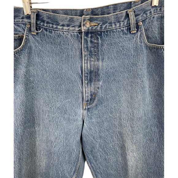 Lands' End Outfitters Men's Straight Fit 5 Pocket Blue Denim Jeans 42x29 - Picture 3 of 10
